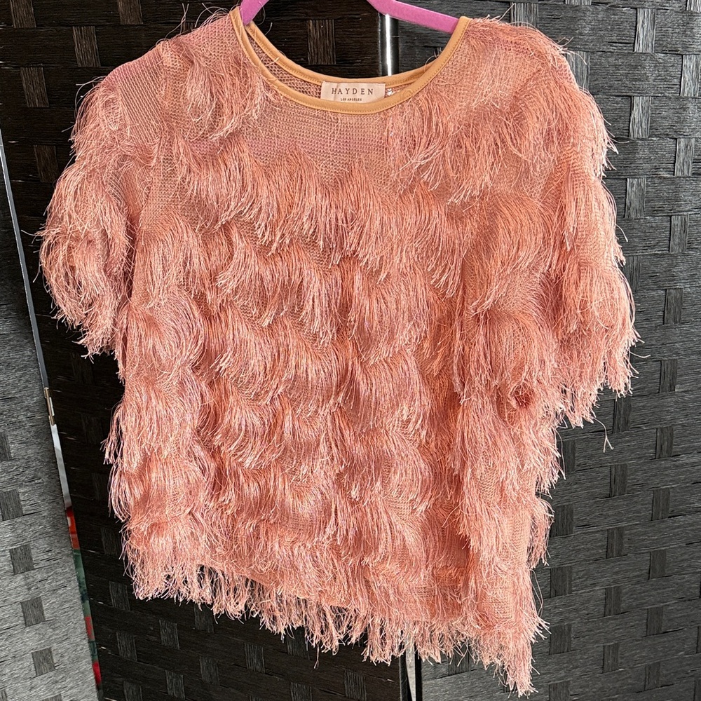 Hayden Blush Fringe Top